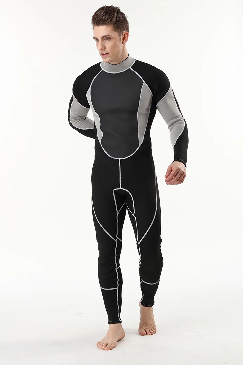 2mm Men Women wetsuit Long sleeved one piece Swimsuit neoprene Triathlon Diving suit Super Elastic Surf wet suit for cold water