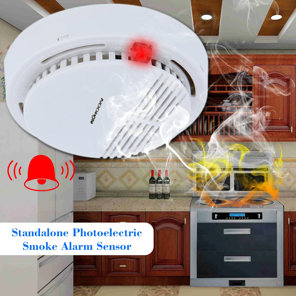 9 в Автономный Фотоэлектрический дымовой сигнализации пожарный детектор дыма датчик домашней системы безопасности для домашней кухни