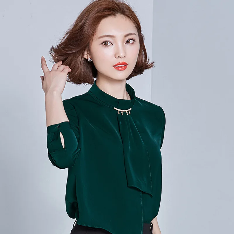 GUGULANG Autumn Elegant Long Sleeve Diamond Collar Tie OL