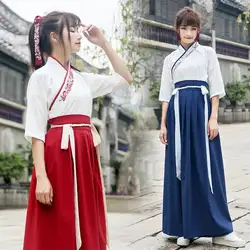 Hanfu костюм китайский стиль вышивка Hanfu старинный китайский костюм и традиционная Женская одежда Народный танцевальный костюм DQL1151