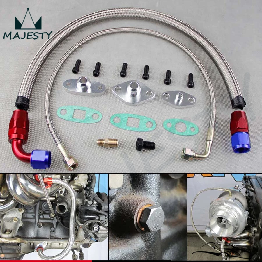 

For T**oyota S*upra 1JZGTE 2JZGTE 1JZ/2JZ Single Turbo Oil Feed Line Kit Flange Kit