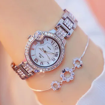 

New Hot Sale Watch High-end Linked List Metal Roman Numerals Rhinestone Strap Ladies Watch Fashion Casual Chronograph Watch