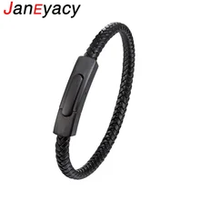 Janeyacy креативный стальной кожаный браслет из нержавеющей стали для женщин Pulseira Двухцветный Стиль Браслет простая Пряжка браслет для мужчин Pulsera