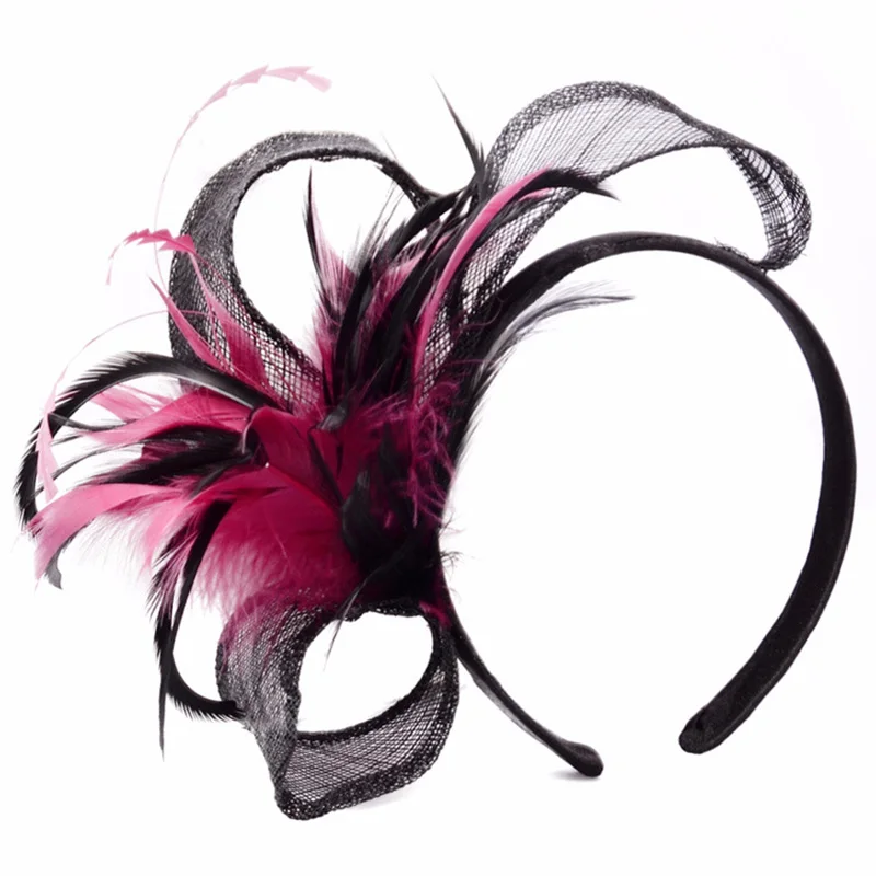 FGHGF элегантная дамская шляпа-Чародей Sinamay, Свадебные шляпы с перьями, праздничные ободки в стиле Дерби для гонок для женщин, цветочный головной убор