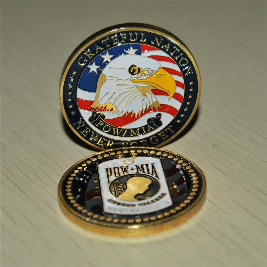 Американский вызов монеты POW MIA Grateful Nation Never Forget монета с изображением орла, позолоченные монеты, Бесплатная доставка 30 шт./лот