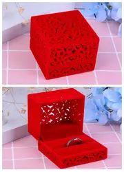 1 шт. выдалбливают красная коробочка для колец прекрасный свадебный коробочка для обручального кольца для кольца, серьги, браслет Цепочки и