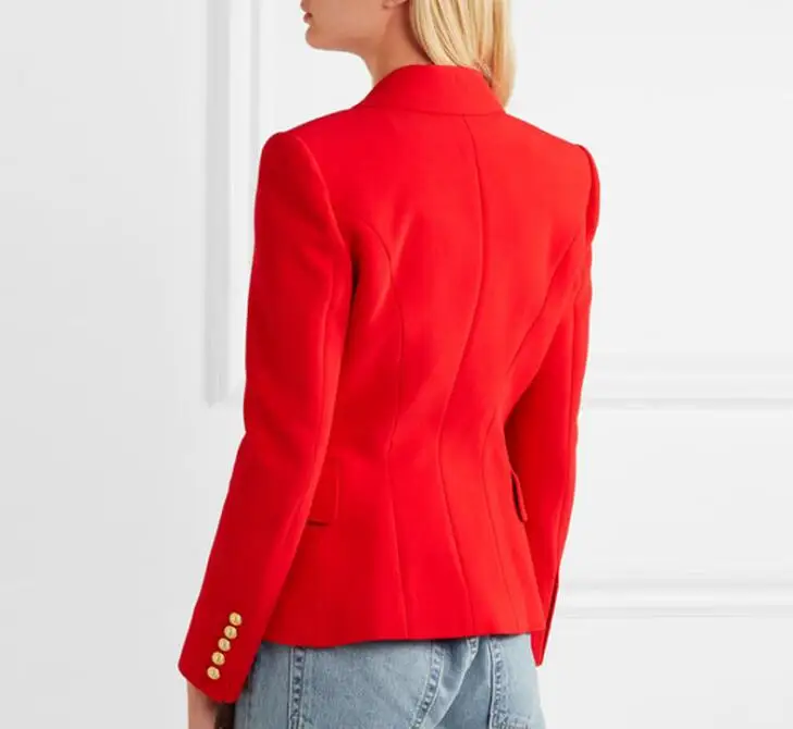 High quality design red color double-breasted blazer coat Fashion woman's suit jackets slim short coats S-XXL size