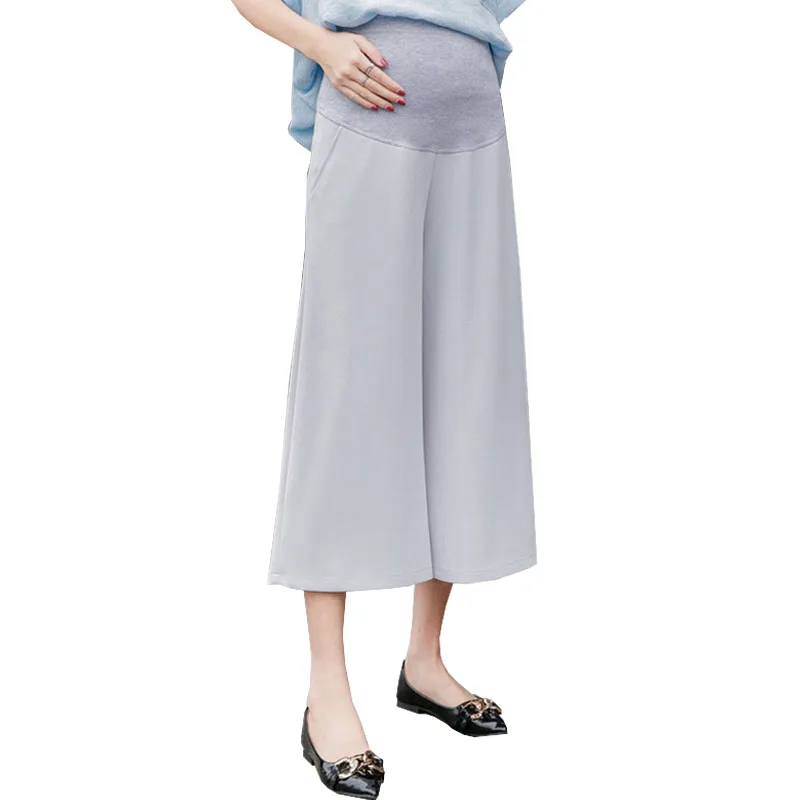 Летние повседневные брюки для беременных; укороченные брюки для беременных; эластичные брючные Брюки для беременных; поддежка живота; одежда для кормления; Gravidas - Цвет: Серый