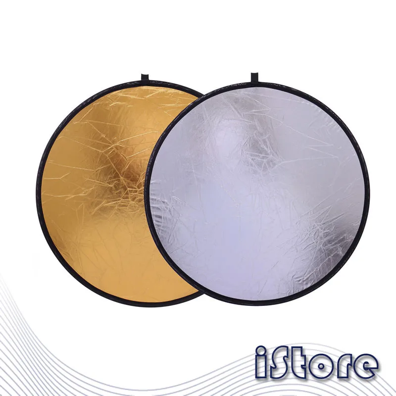 

60CM diameter round reflector Gold and silver front and back sides Distribution storage bag MCPET bounce card Reflecting