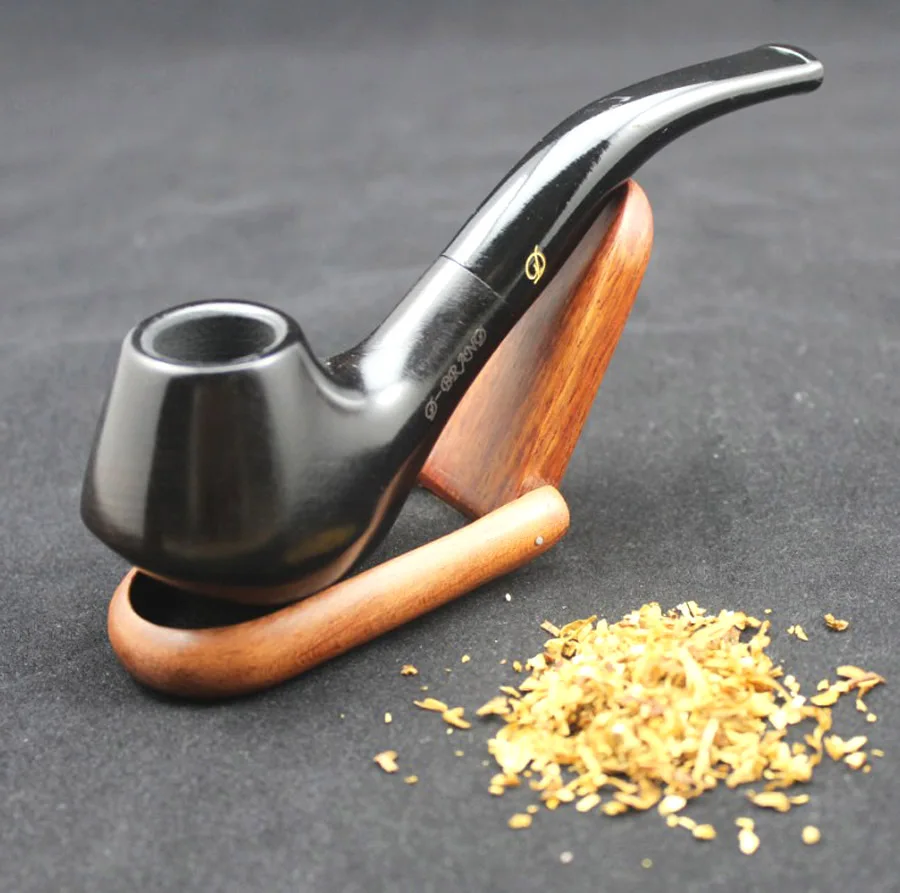 Handmade Smoking Pipe Set Natural Black Wood Weed Tobacco Ebony Wooden