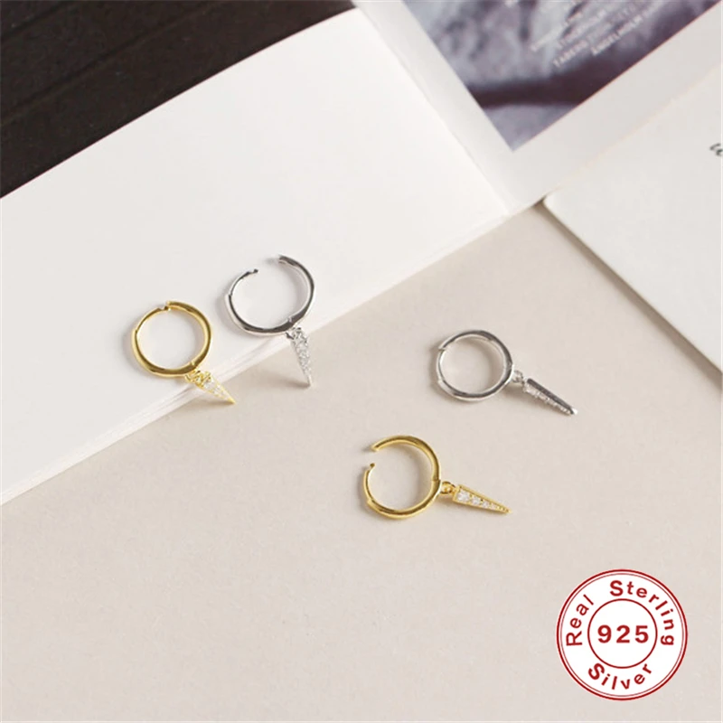 CANNER Gold Color Small Hoop Earrings for Women Girls 925 Silver Mini Circle Earrings Jewelry Zircon Star Earings H50