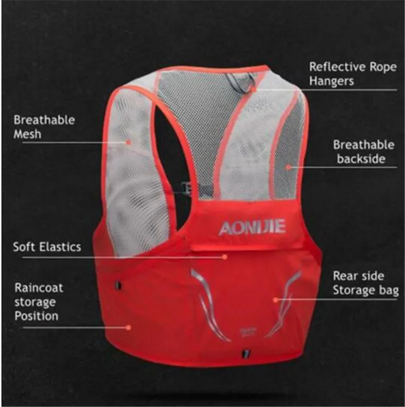 AONIJIE Lightweight Breathable 2.5L Backpack Running Vest Bag Cycling Marathon Portable Ultralight Hiking 500ML Soft Flask
