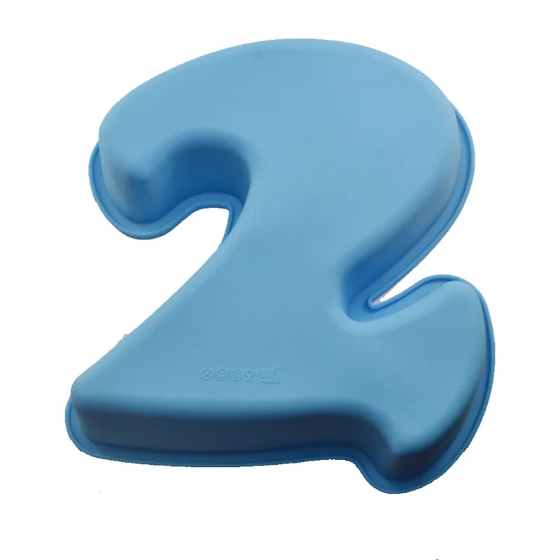 100% Food Grade Large NON-stick Silicone Number 2nd Cake Mould Pan DIY Baking Tin Birthday Anniversary 2nd Cake Molds2