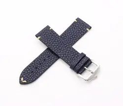 Мм 20 22 мм натуральной кожи Синий Винтаж наручные часы ремешок ремень Серебряный польский булавки Пряжка Best подарок для Rolex Omega Tissot тег