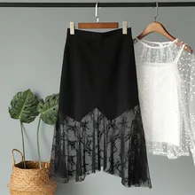 Корейская новая весенняя двухсетчатая газовая юбка с бисером Милая Фея Пномпень Высокая талия большие качели длинные сетчатые газовые юбки