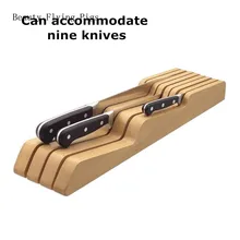 Ящик из массивной древесины тип держатель для ножей Кухня принадлежности горизонтальный держатель для ножей стойка для хранения инструментов деревянная подставка для ножей