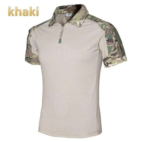 ZOGAA брендовые новые мужские Поло армейские тактические рубашки поло для мужчин военный топ с коротким рукавом камуфляжная Мужская рубашка поло - Color: Khaki