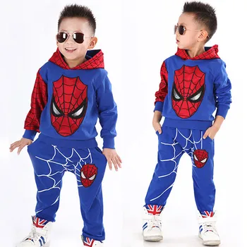 

New Baby Boys Spiderman Sports Suit Cotton Tracksuits Kids Clothing Spring Autumn Casual Clothes Hooded Coat+Pant 2 Pieces Set