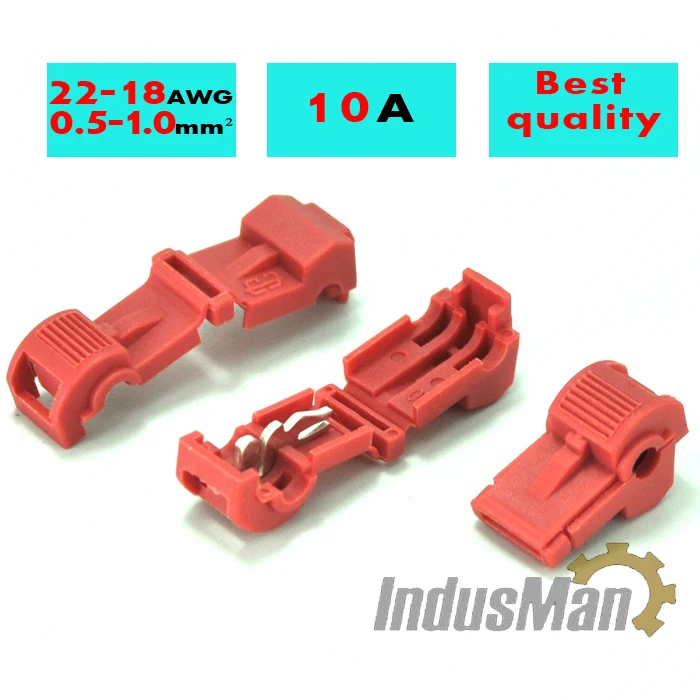500x Red 22-18 AWG Scotch Lock T Tap Car Audio Electronics Connectors Terminals 