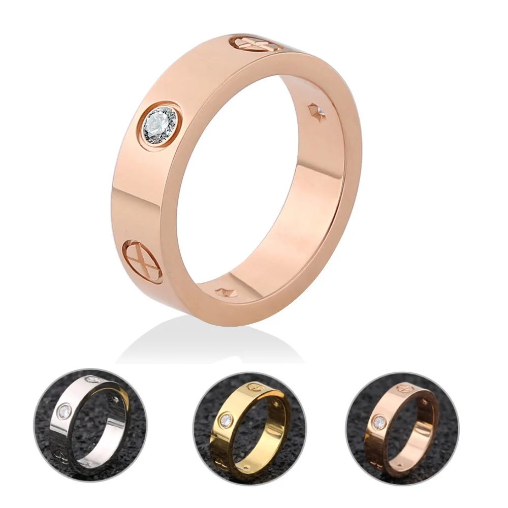 Details about   Fashion Rose Gold Stainless Steel Ring With Stone Crystal For Woman Girl For new 