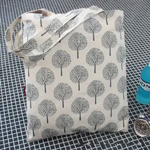 Yile вручную из хлопка и льна Эко многоразовые сумка хозяйственная сумка-тоут из списка Fortune деревья белый JR4