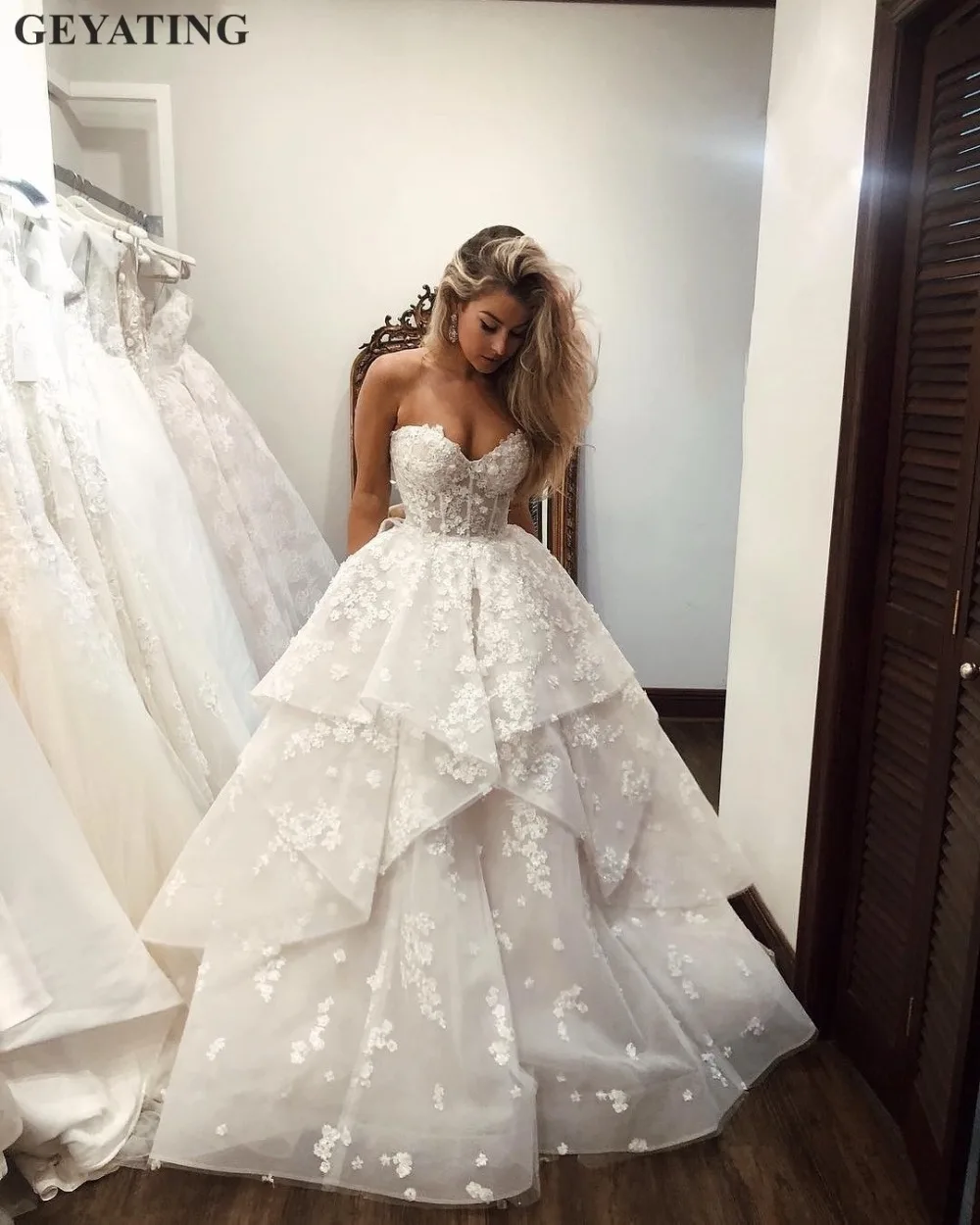 Элегантное 3D цветочное свадебное платье с открытыми плечами с рюшами с драпировкой и оборками размера плюс свадебные платья принцессы