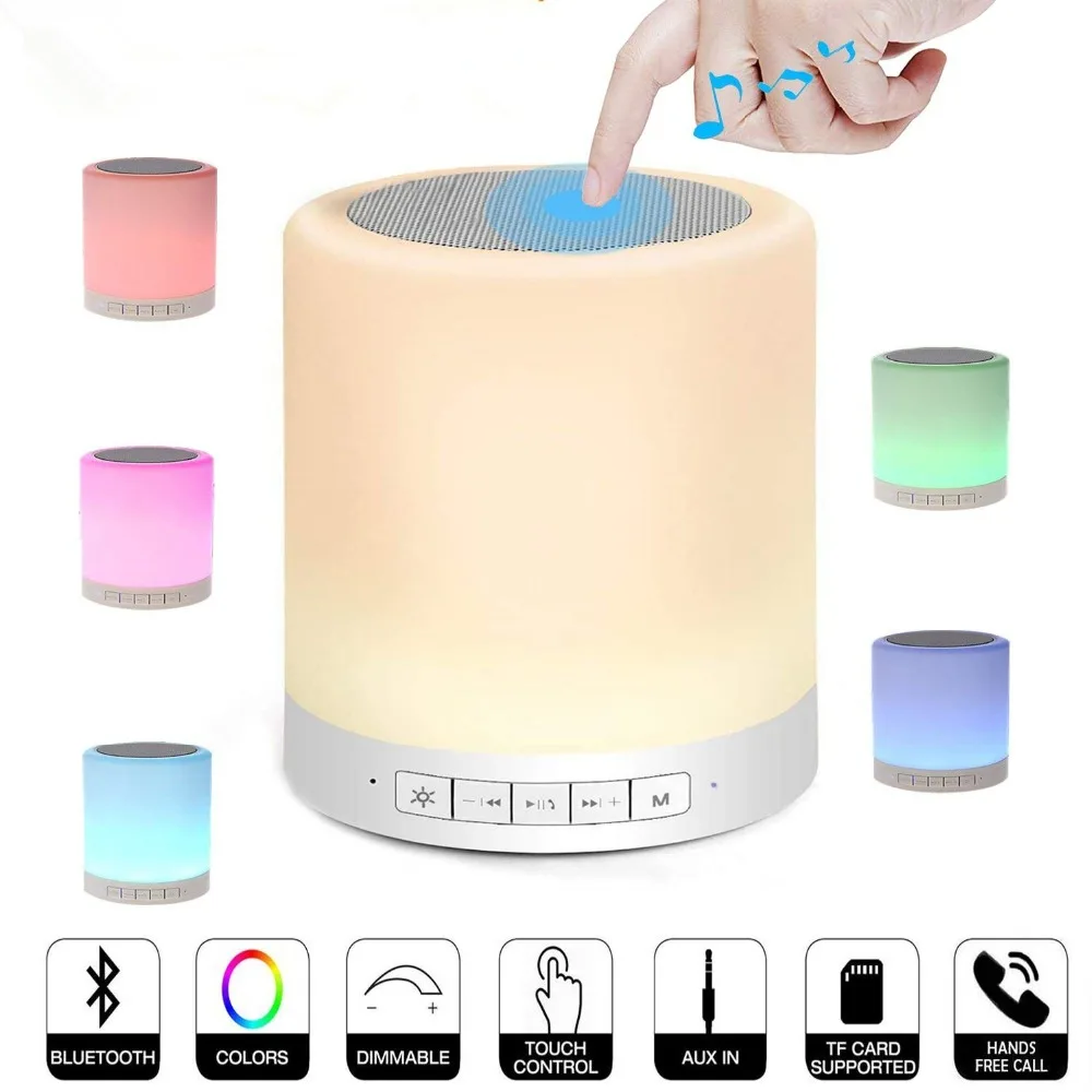 

Cool Bluetooth Speaker with Light for Cell Phone PC Touch Sensor Colorful Bedside Lamp Portable Wireless BT Blutooth Speaker