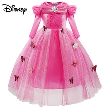 Disney платье принцессы для Золушки для девочки Пышное Платье ледяной Роман производительность модное платье с длинными рукавами