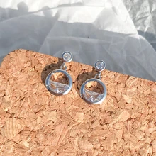 Новые серебряные полукруглые 3а циркониевые кристаллические модные серьги-гвоздики для женщин девушек 925 Свадебные ювелирные изделия