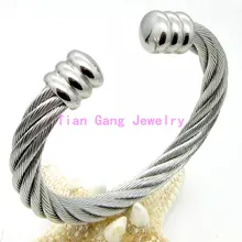 Fashion Twisted Cable Bracelet Stainless Steel Silver /Silver&Gold Charm Open Cuff Bangle Cable Wire Bracelet Pulseras Jewelry