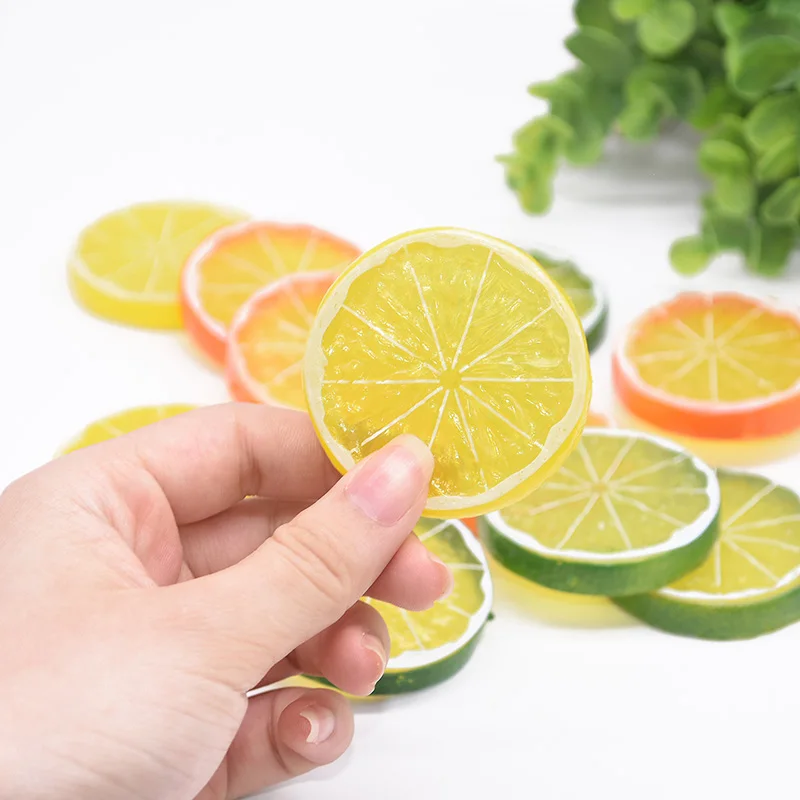5pcs Lifelike Artificial Fruits Polyfoam Lemon Slices Fake Fruit Party Photo Props for Model Party Kitchen Simulate Fruits