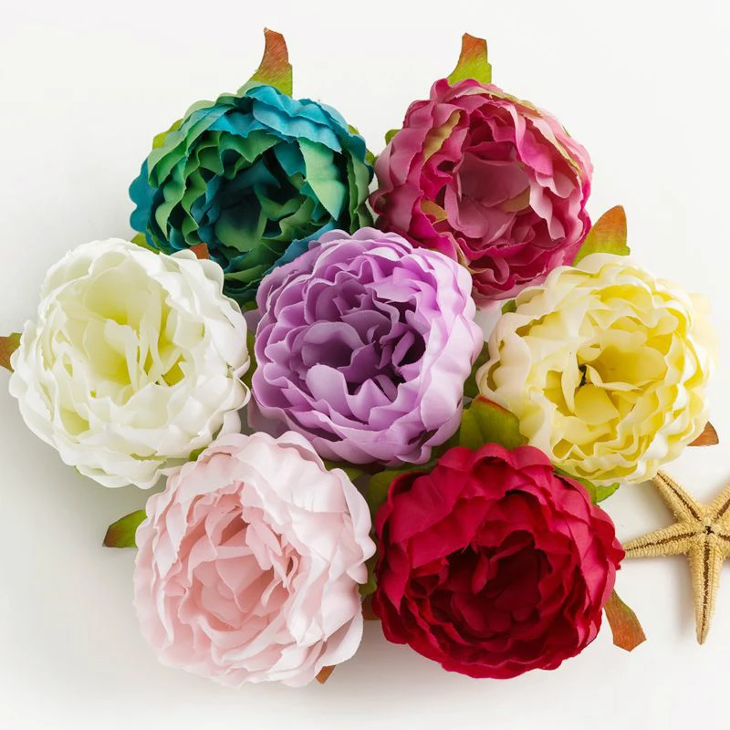 

5pcs/lot 10cm High Quality Peony Flower Head Silk Artificial Flower Wedding Decoration DIY Garland Craft Flower