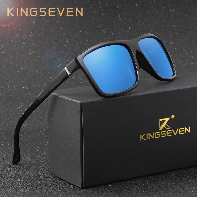 Мужские солнцезащ. Очки в квадратной оправе KINGSEVEN черно серые солнцезащитные