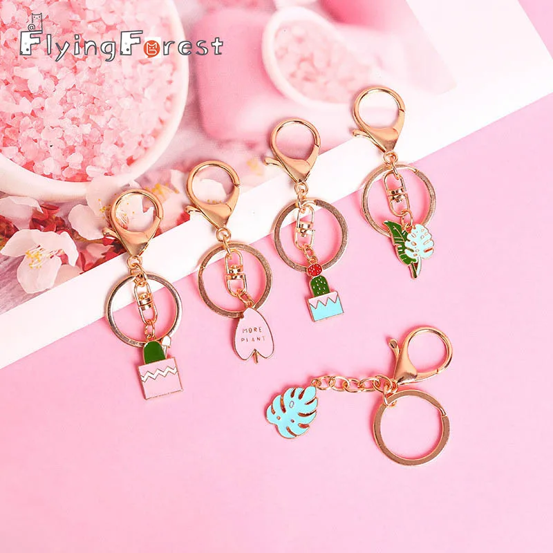 

Flyingforest Cactus Cute Keychain Book Keyring Leaf Women And Men Accessories New Fashion Zinc Alloy Boyfriend Gift Car Keychain