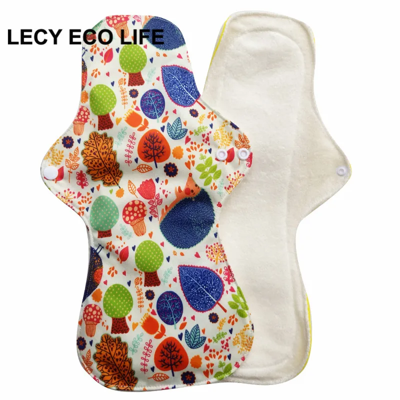 Lecy Eco Life 1 шт. 1" многоразовые органические бамбуковые махровые тканевые менструальные прокладки для очень тяжелых течений