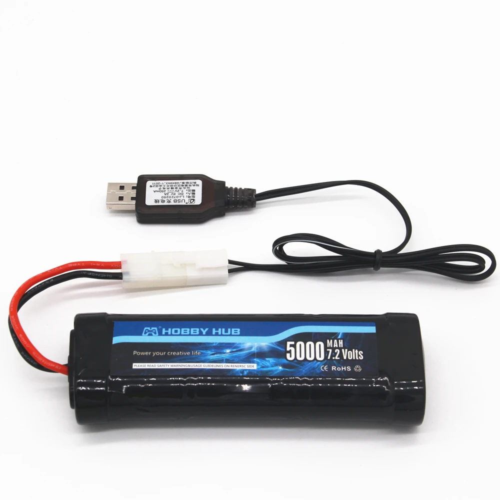 Hobby Hub 7,2 в 5000 мАч SC* 6 ячеек аккумулятор с зарядным устройством перезаряжаемый Ni-MH аккумулятор для радиоуправляемых игрушек RC автомобилей 7,2 В батарея Tamiya Plug