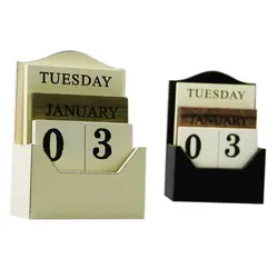 Новый черный/белый деревянный Настольный календарь Ретро винтажный деревянный блок вечный календарь деревянный экологический офисный