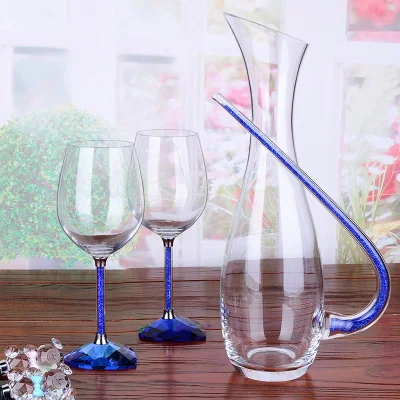 Роскошный креативный в форме сердца стеклянное украшение в виде алмаза чашка романтические прозрачные вечерние пивные стеклянные бокалы для вина свадебный домашний декор - Цвет: Blue set
