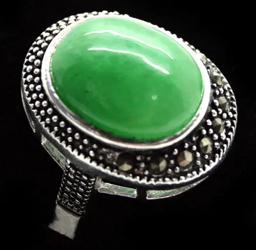 

free shipping ring 17*21mm VINTAGE GREEN 925 SILVER RING SIZE 7/8/9/10 valentise christmas gift