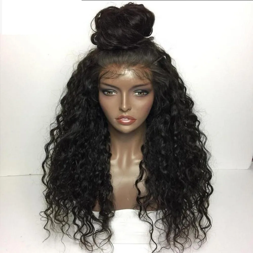 

Marquesha Loose Bouncy Curly Black Synthetic Lace Front Wig Heat Resistant Fiber Replacement Wig With Baby Hair For Women