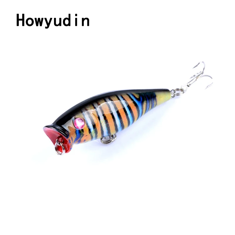  7.5cm/7.8g popper Spindle shape fishing lure Water series wobbler Bionic eyes isca artificial Swimm