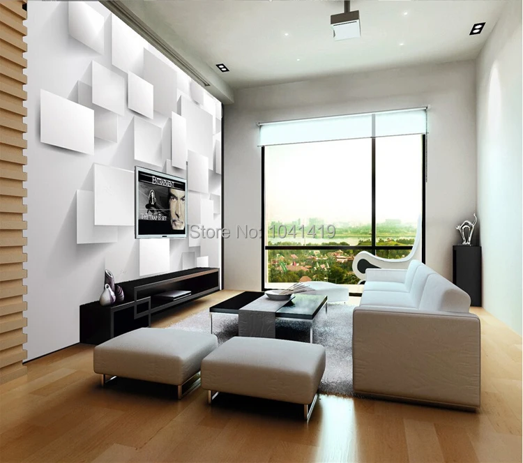Современный минималистичный художественный настенный росписи белый кирпич фото обои гостиная диван фон Papel де Parede обустройство дома