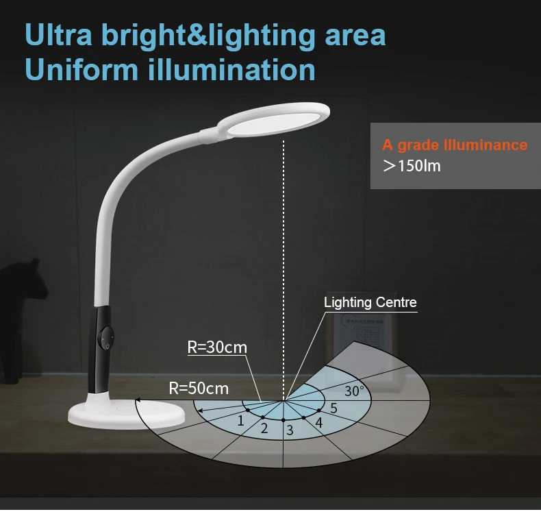 Modern Decrease blue light RA92 Eye Caring CCT Brightness Dimmable Swing Arm Desk Lamp LED Table Lamp With Wireless Charger