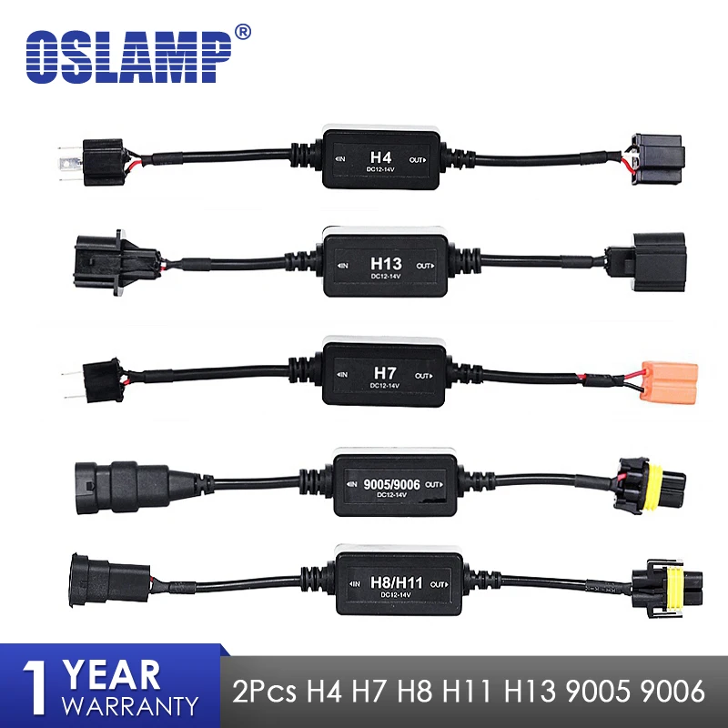 Oslamp 2шт Canbus жгут проводов адаптер H4 H7 H8 H9 H11 H13 9005 9006 светодиодный автомобильный