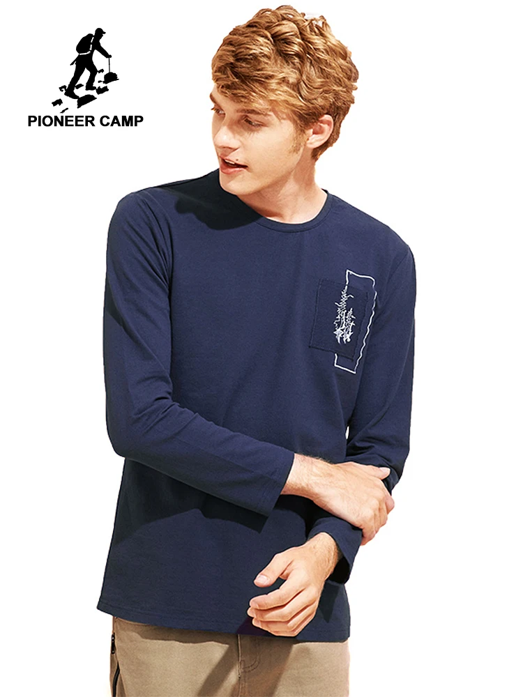 

Pioneer Camp new style long-sleeve T shirt men brand-clothing casual autumn spring T-shirt male quality stretch Tees ACT701333