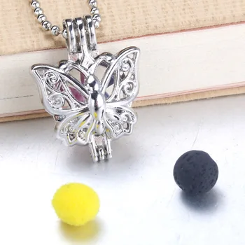 

5pcs Butterfly Pearl Cage Jewelry Making Bead Cage Locket Pendant Aromatherapy Essential Oil Diffuser For Oyster Pearl