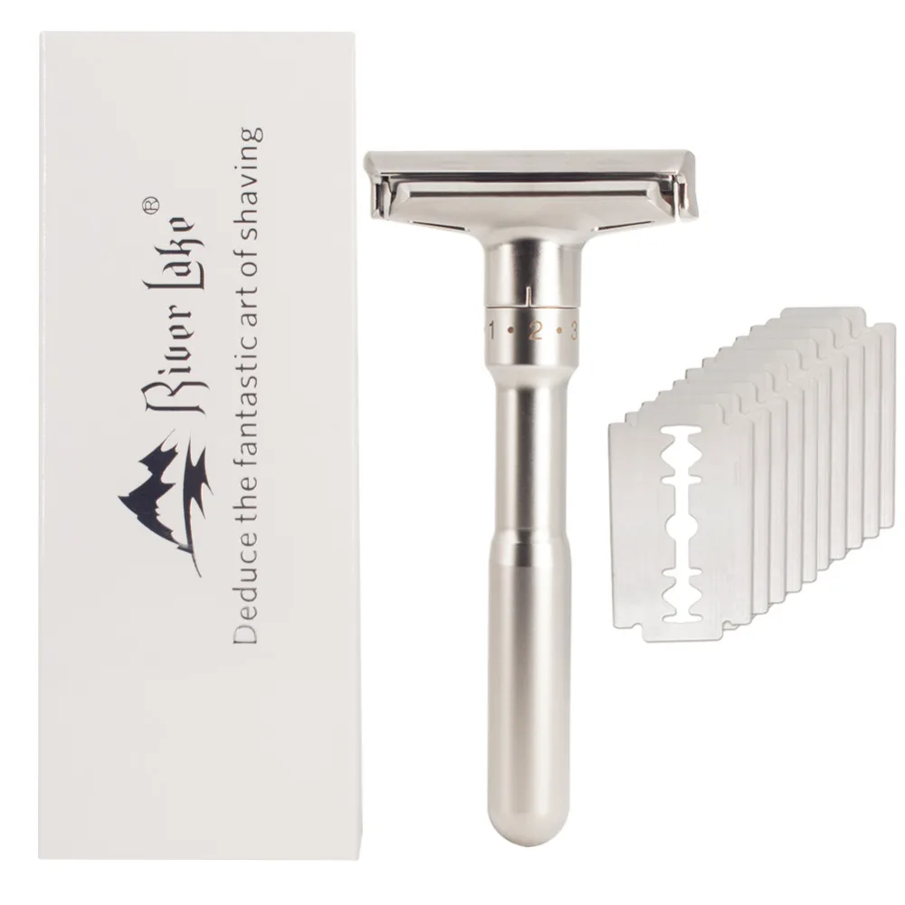 Adjustable Safety Razor Double Edge Classic Mens Shaving Mild to Aggressive 1 6 Files Shaver