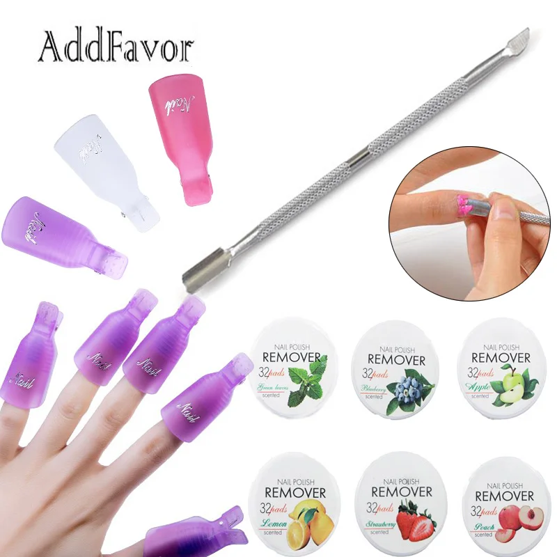 

Addfavor Nail Beauty Tools Set Nail Cuticle Pusher Manicure Fruit Nail Polish Remover Cap Clip Makeup Wipes Cotton Accessories