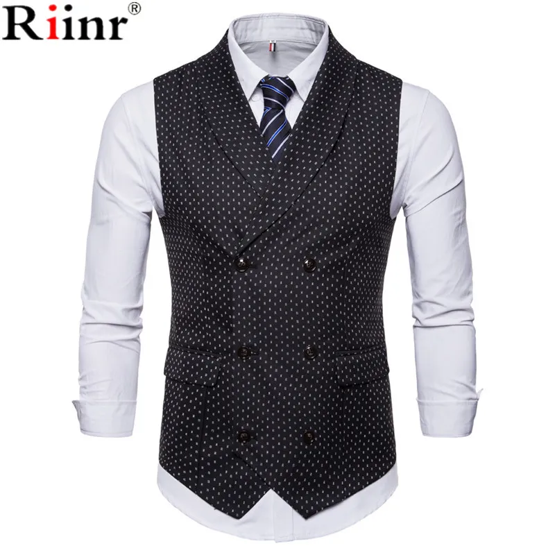 

Riinr 2018 New Vests Male Slim Fit Vest Suit Men Waistcoat Homme Sleeveless Mens Suit Vest Fashion Casual Plus Size 4XL