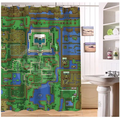 

U408-17 Custom Home Decor The Legend of Zelda Map Background Fabric Moden Shower Curtain European Style bathroom Waterproof